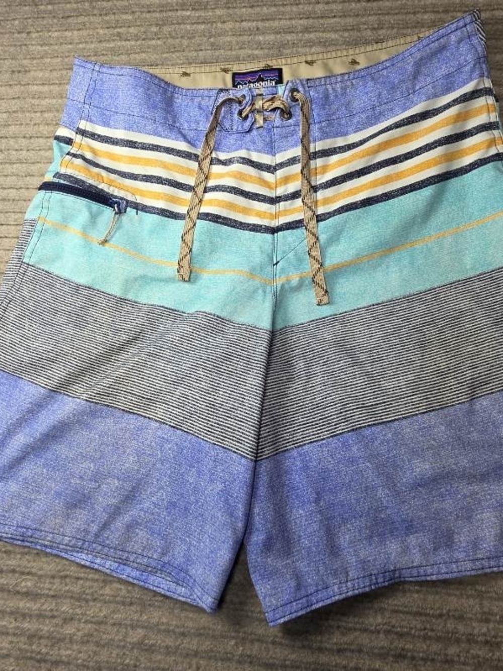 Patagonia Men's Blue Striped Swim Trunks